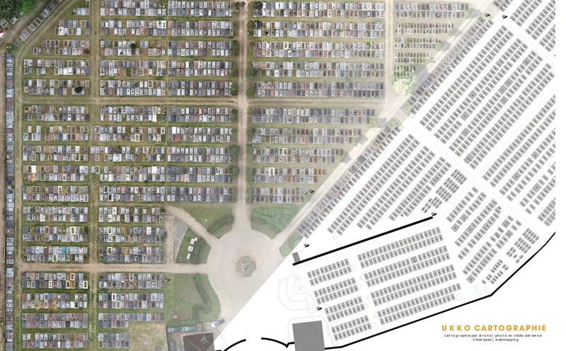 Relevé du cimetière par drone et vectorisation des concessions pour création d'un plan numérique exploitable dans CimeAtlas.